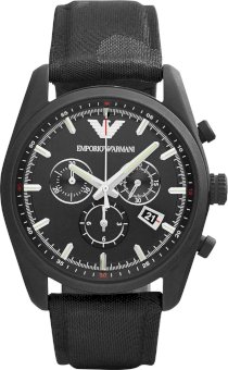     Emporio Armani Men's Chronograph Black Camouflage Canvas Strap Watch 43mm 64201