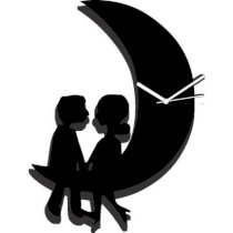 Fab Time Black Moon Love Wall Clock FA116DE48TNNINDFUR