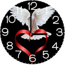  Ellicon B380 Love Bird And Heart Analog Wall Clock (White) 