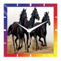  Moneysaver Black Horses Analog Wall Clock (Multicolor) 