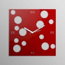 Pyramid Clocks Polka Spread In Square Red Wall Clock