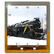 3dRose dc_43842_1 Train in Snow Desk Clock, 6 by 6-Inch