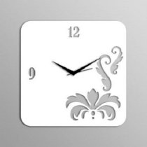 Pyramid Clocks Abstract Swirl Flower White Wall Clock