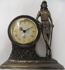 Lady Golfer Bronze Finish Clock for Shelf, Desk, or Gift