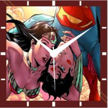  Moneysaver Superman and Wonder Woman Selfie Analog Wall Clock (Multicolour) 