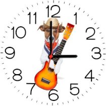  Ellicon B116 Funny Guitar Dog Analog Wall Clock (White) 