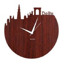 Klok Delhi Skyline Wall Clock Brown