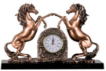 Twin Horse W/ Clock Statue