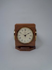 Clock Barometer and Thermometer Weather Station in Solid Walnut Cube Desk Clock
