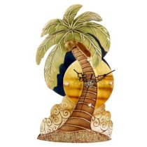 Deco Flair Palm Tree Desk Clock, Capiz Shell/Metal
