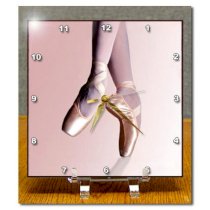 3drose Ballet Slippers Desk Clock, 6 by 6-Inch