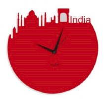 Klok India Skyline Wall Clock Red