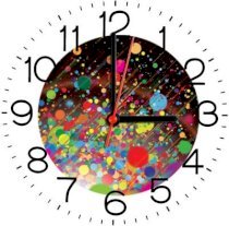 Ellicon 229 Colorful Dots Design Analog Wall Clock (White) 