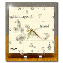 3dRose dc_174472_1 Image of Galapago Island Map with Rope Frame Desk Clock, 6 by 6-Inch