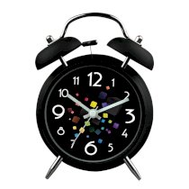 Multicolours Cube Quartz Analog Twin Bell Alarm Clock with Night-light Kid Child Home Decor Simple Design Black