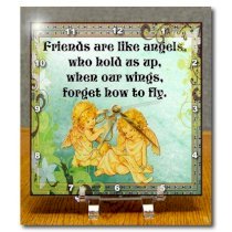 3dRose dc_52222_1 Friends Two Harped Angels with a Beautiful Friend Poem for The Perfect Gift Desk Clock, 6 by 6-Inch