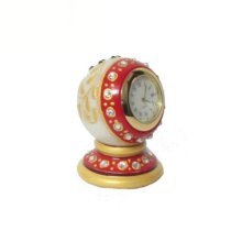 eCraftIndia Red & Golden Faux Crystal Studded Marble Table Clock EC983DE25PZEINDFUR