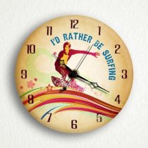 I'd Rather Be Surfing 6" Silent Wall Clock (Includes Desk/Table Stand)