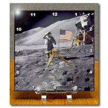  3dRose dc_62345_1 Astronaut Dave Scott Salutes American Flag on The Moon Desk Clock, 6 by 6-Inch by 3dRose