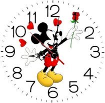  Ellicon 154 Mickey Mouse Red Heart And Rose Analog Wall Clock (White) 