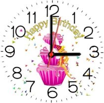 Ellicon 87 Cup Cake In Birthday Analog Wall Clock (White) 