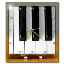3dRose dc_29776_1 Piano Keys-Desk Clock, 6 by 6-Inch