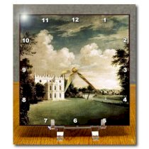3dRose dc_180346_1 Image of Painting of Gothic Revival Home Desk Clock, 6 by 6-Inch