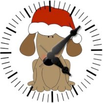  Ellicon 33 Dog Wearing Santa Hat Analog Wall Clock (White) 
