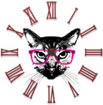  Ellicon B78 Cat With Pink Glasses Analog Wall Clock (White) 