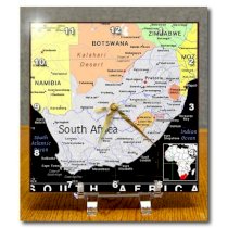 3dRose dc_160247_1 Modern Map of South Africa in Vivid Color Desk Clock, 6 by 6-Inch