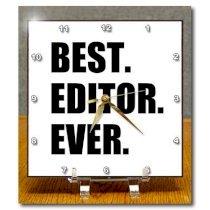 3dRose dc_179777_1 Best Editor Ever Fun Job Pride Gift for Worlds Greatest Editing Work Desk Clock, 6 by 6-Inch