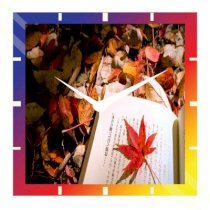  Moneysaver Red Leaf On A Book Analog Wall Clock (Multicolour) 
