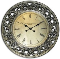 Kairos PU Ornament Pattern Rim Champagne Analog Wall Clock