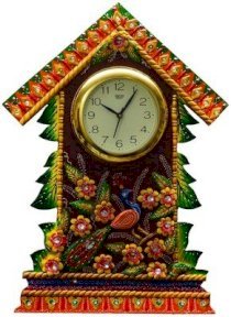 eCraftIndia Papier-Mache Floral Hut Design Analog Wall Clock