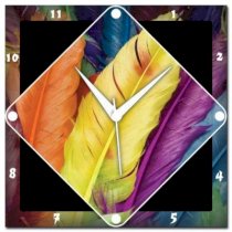 WebPlaza Colorful Feather Analog Wall Clock (Multicolor) 