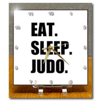 3dRose dc_180414_1 Eat Sleep Judo Martial Art Enthusiast Gift Black Text Typography Desk Clock, 6 by 6-Inch