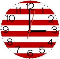 Ellicon 330 Red And White Strip Analog Wall Clock (White) 