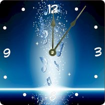 Rikki KnightTM Starry Music Notes on Blue Design 6" Art Desk Clock