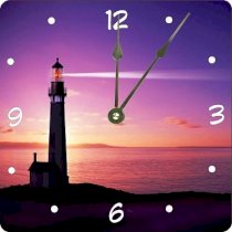 Rikki KnightTM Lighthouse at Sunset Design Design 6" Art Desk Clock