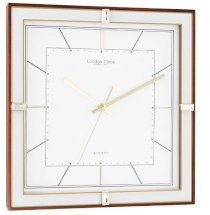 LC Designs UK Square Walnut & Gold Finish Wall Clock 30CM