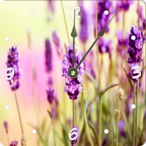 Rikki KnightTM Beautiful Lavender Flowers On Blurred Background Design 6" Art Desk Clock