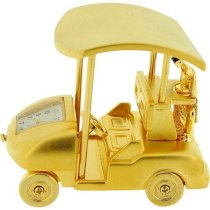 Miniature Golf Buggy-Cart Gold Plated Novelty Collectors Desktop Clock IMP1073