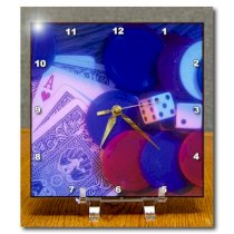 3dRose dc_91356_1 Minnesota, Saint Paul. Poker Chips and Cards-Us24 Bja0028-Jaynes Gallery-Desk Clock, 6 by 6-Inch