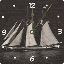 Rikki KnightTM Sailboat on sea Design 6" Art Desk Clock