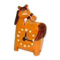 Horse Genuiine Leather Table/Desk Clock Vanca Handmade in Japan