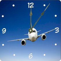 Rikki KnightTM Airplane on Blue Sky Design 6" Art Desk Clock