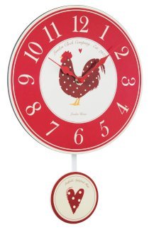LC Designs UK Red Country Kitchen Pendulum Wall Clock