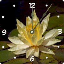 Rikki KnightTM Yellow Water Lilly Flowers Design 6" Art Desk Clock