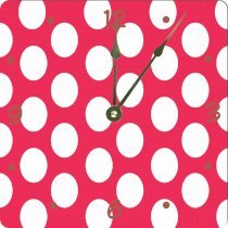 Rikki KnightTM Hot Pink Polka Dots Design 6" Art Desk Clock