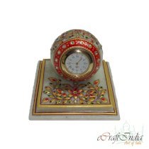 ECraftIndia Floral Square Marble Table Clock